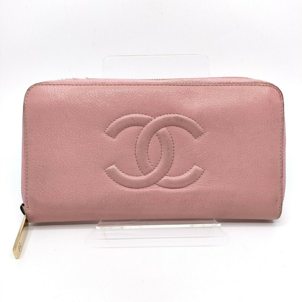 Chanel Zippy Wallet Coco Mark Pinks Leather